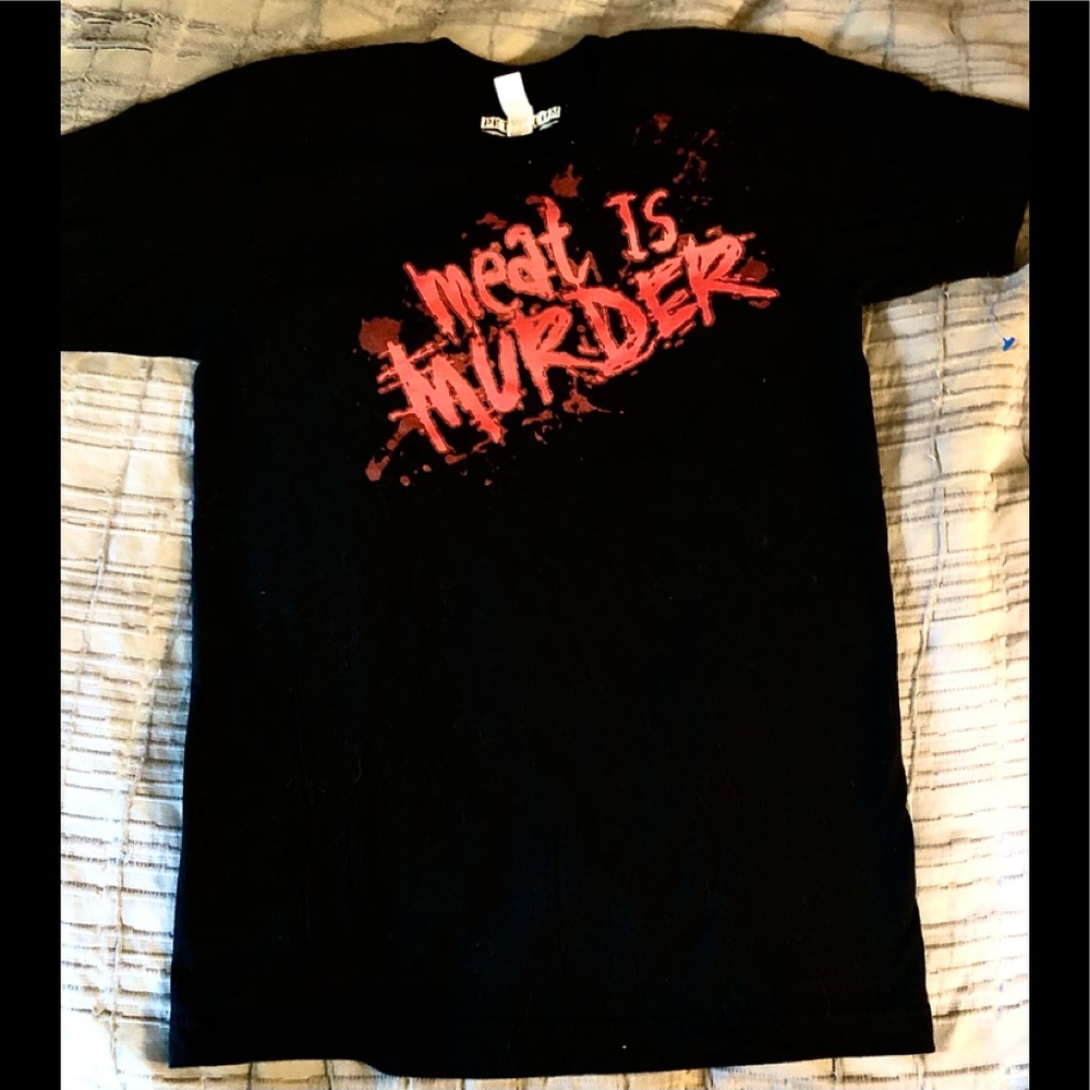 Meat Is Murder Tshirt mens sz S by PETA 2 VEGAN show your Love For Animals NEW